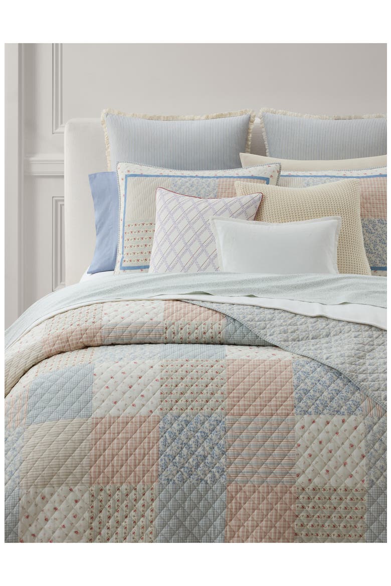 Marissa Patchwork & Floral Reversible Cotton Quilt, Main, color, TRUE CREAM MULTI