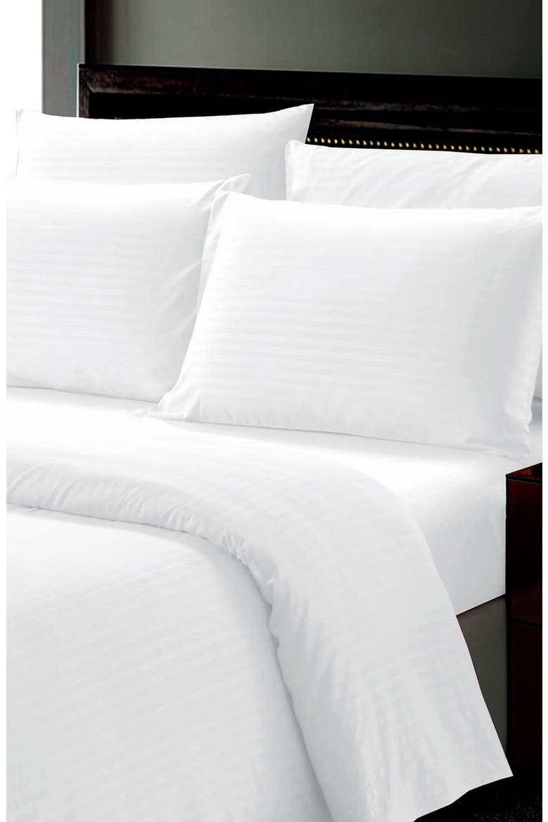 Dobby Stripe Sheet Set, Alternate, color, WHITE
