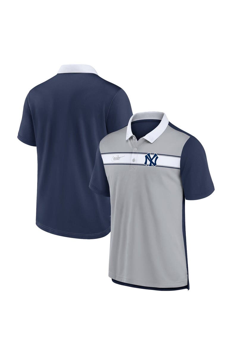 Nike Men's Nike  Gray/Navy New York Yankees Rewind Stripe Polo, Main, color, 