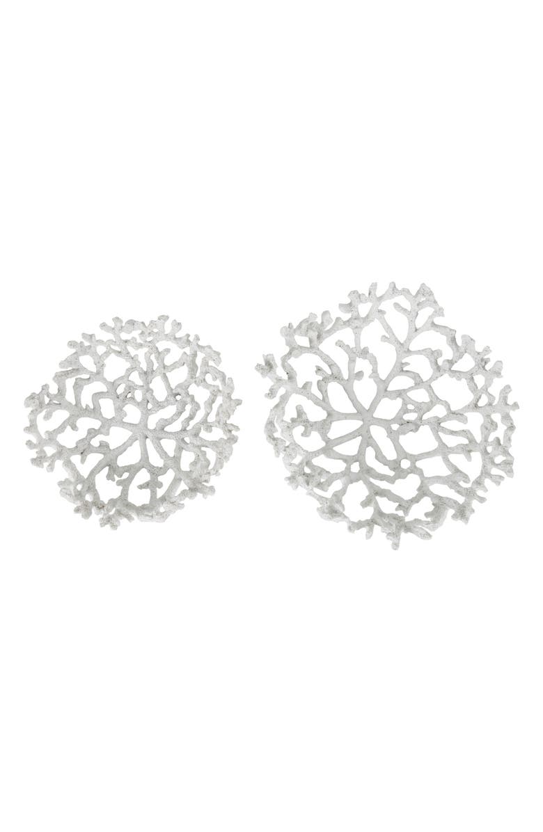 WILLOW ROW White Resin Set of 2 Decorative Bowls, Alternate, color, 