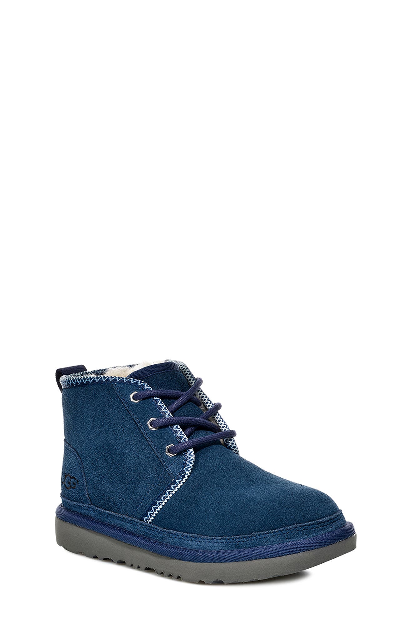 Neumel II Tasman Genuine Shearling Chukka Boot, Main, color, NAVY / TASMAN