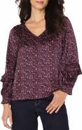 Liverpool Los Angeles Ruffle Balloon Sleeve Jacquard Top