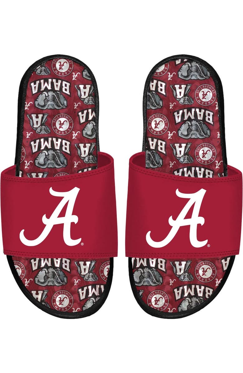 ISLIDE Alabama Crimson Tide Team Pattern Gel Slide Sandals, Alternate, color,