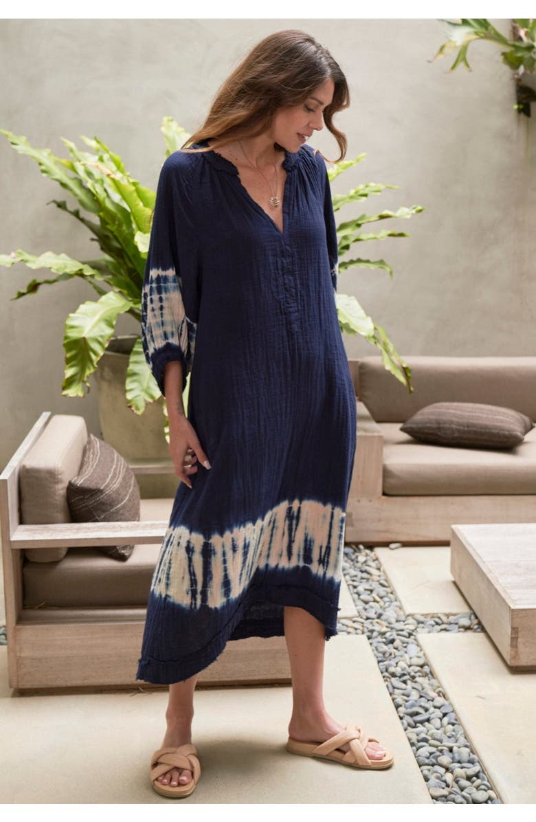 ocean+main Tie Dye Gauze Dress with Pockets, Alternate, color, Navy Sedona