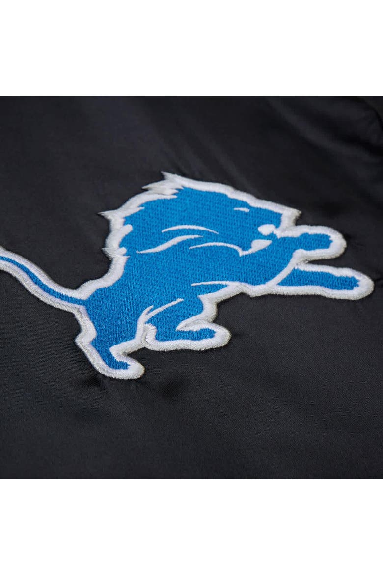 Men's Mitchell & Ness  Black Detroit Lions Downtown Satin Full-Snap Hooded Jacket, Alternate, color, Black