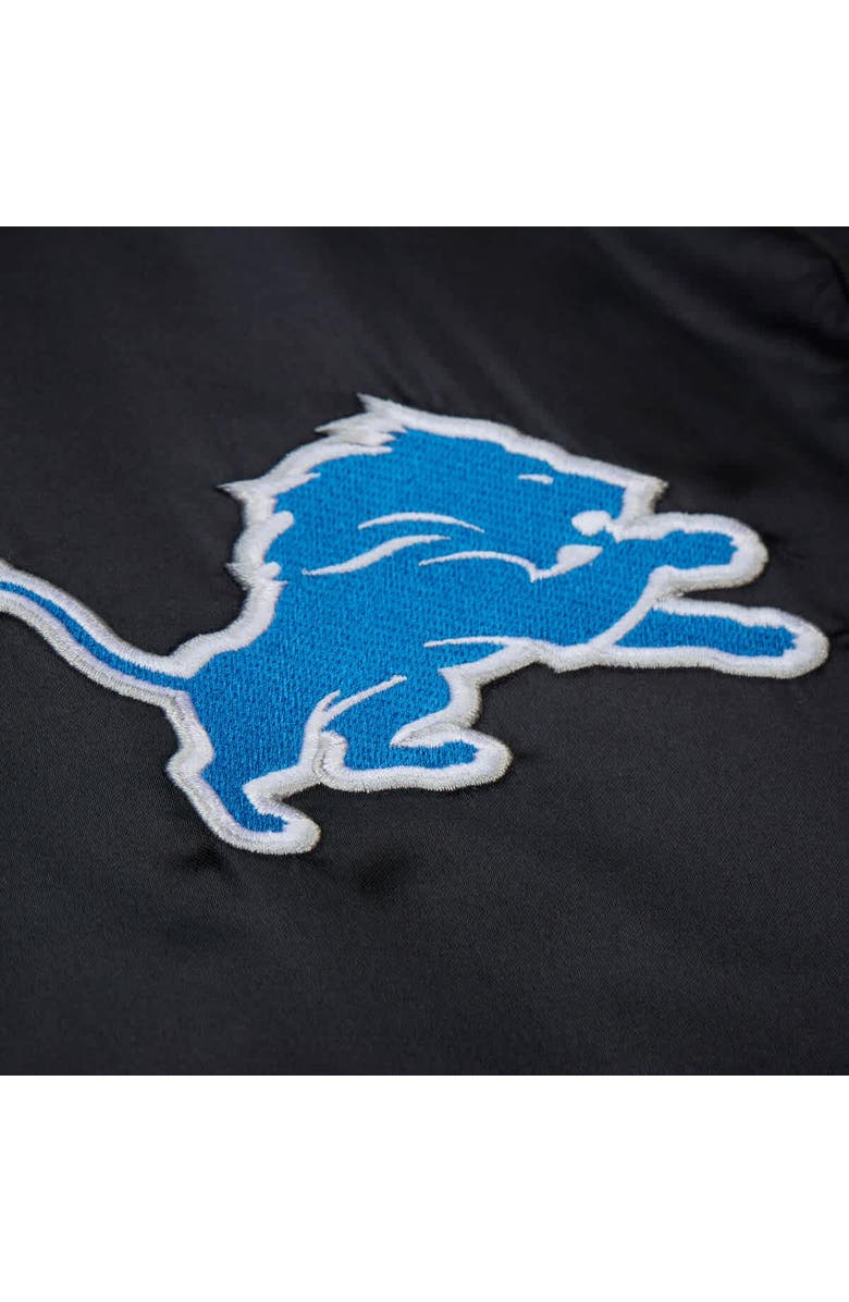 Mitchell & Ness Men's Mitchell & Ness  Black Detroit Lions Downtown Satin Full-Snap Hooded Jacket, Alternate, color, Black
