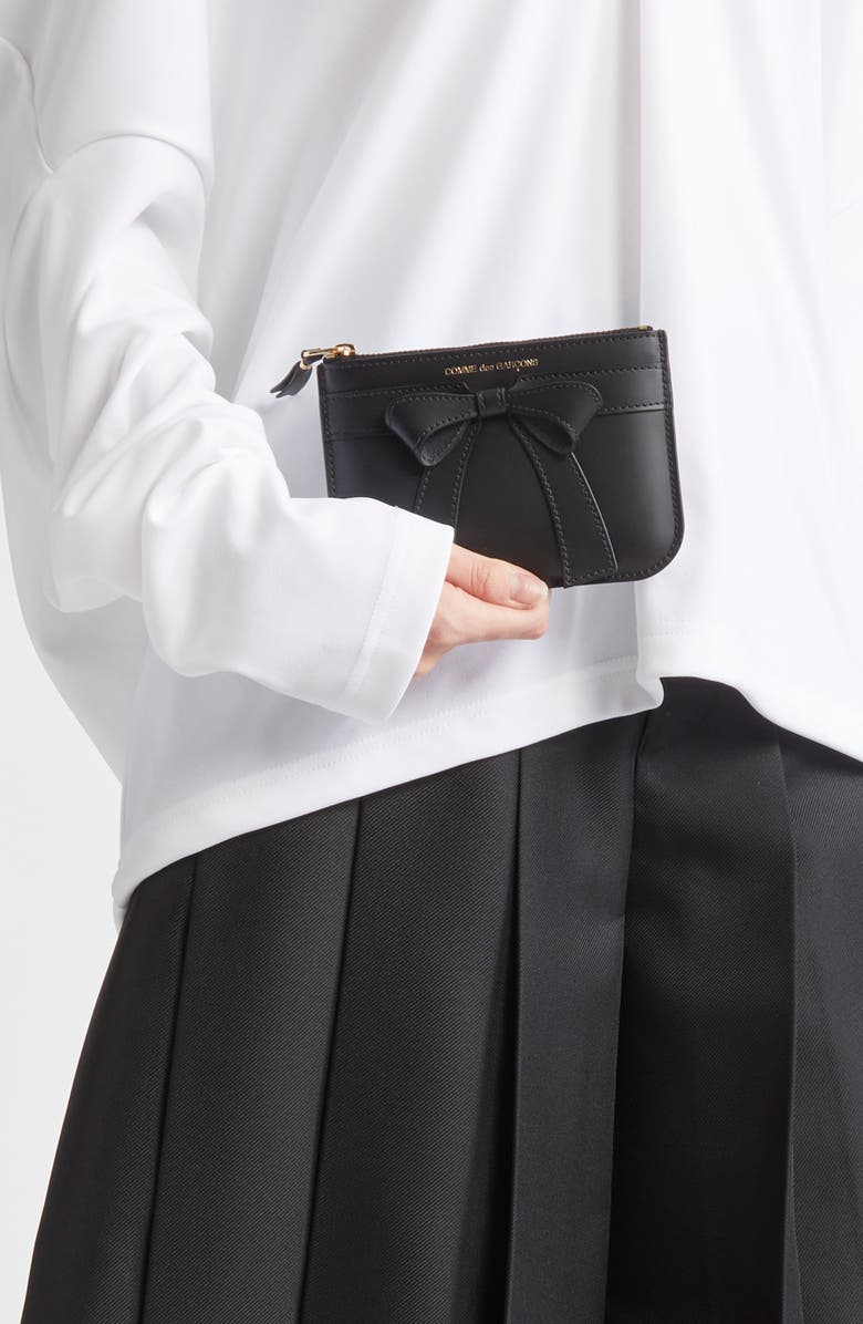 Comme des Garçons Wallets Big Bow Leather Coin Purse, Alternate, color, Black