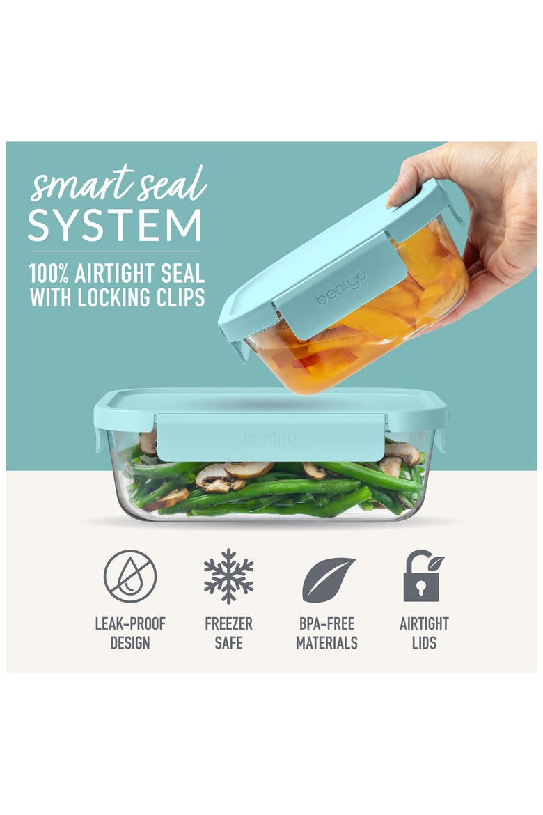 14-Piece Leak Proof Glass Food Storage Set, Alternate, color, AQUA