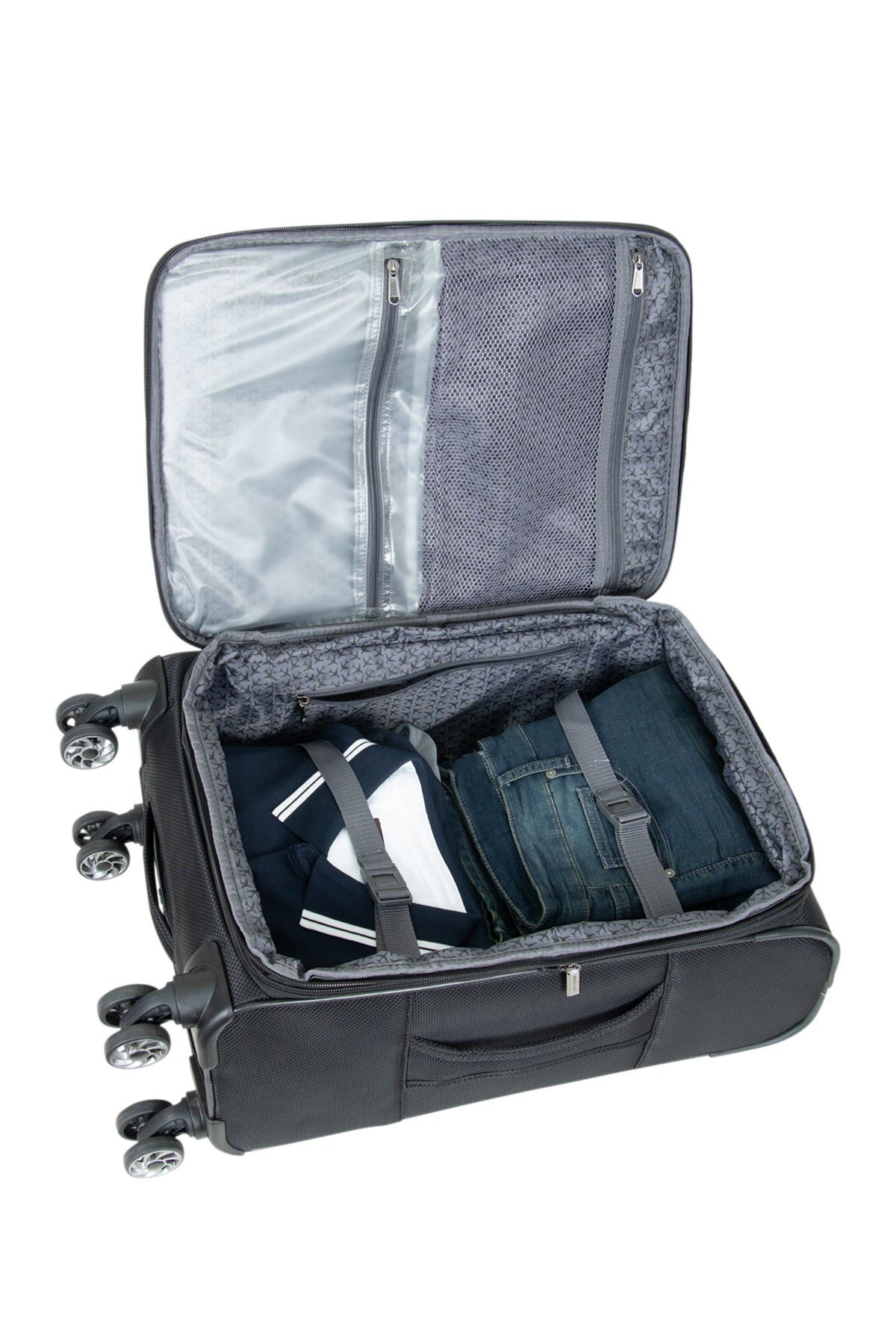 Kenneth Cole Reaction Rugged Roamer 20-Inch Dobby Softside Expandable Spinner Carry-On Luggage, Alternate, color, Black