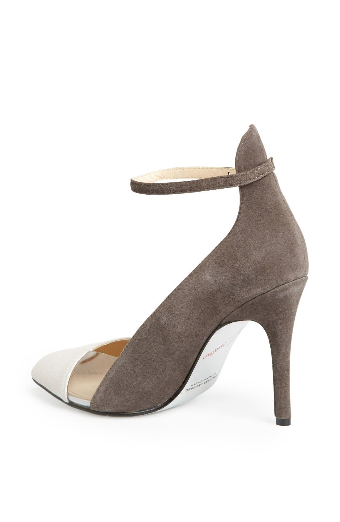 'Caye' Pump, Alternate, color, WHITE/ GREY SUEDE