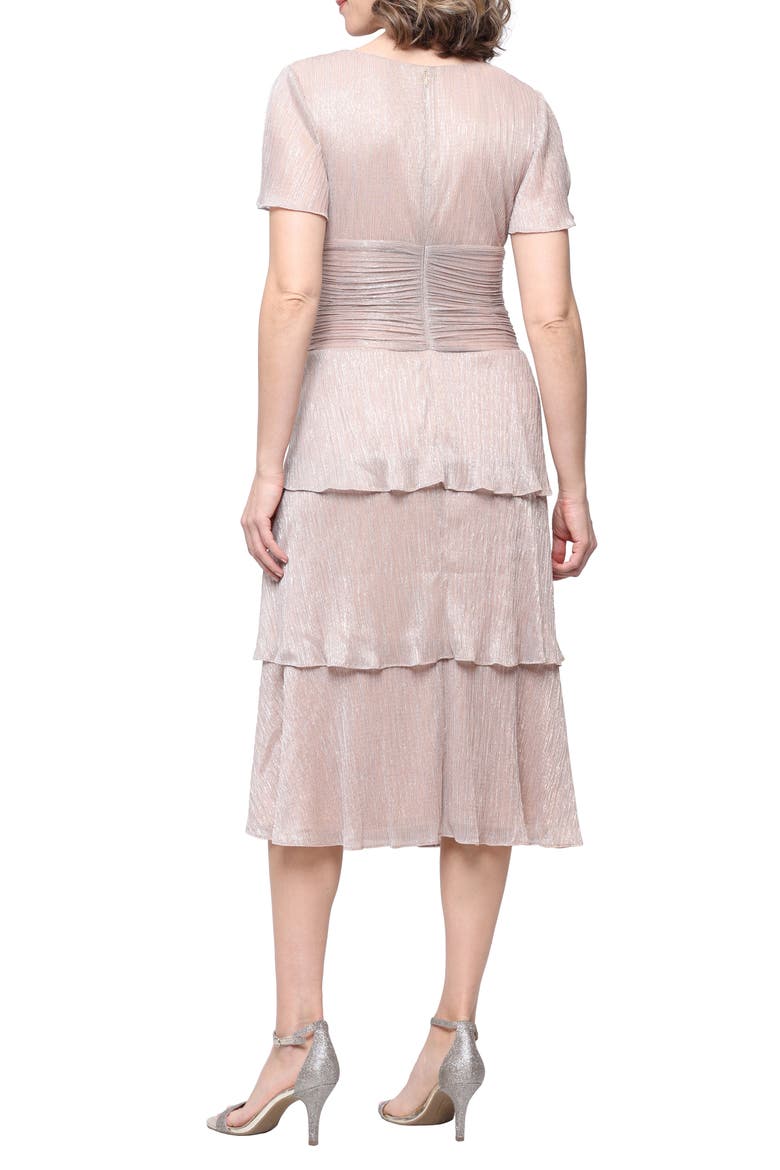 Metallic Surplice Neck Dress, Alternate, color, GOLD
