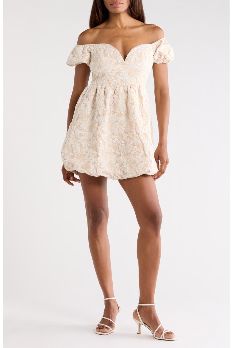 Avery Jacquard Puff Sleeve Minidress, Main, color, PINK