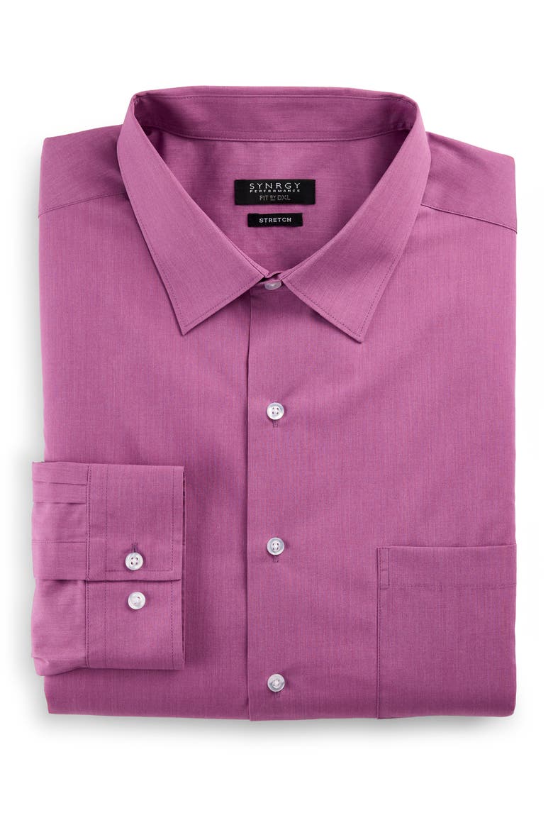 Big & Tall Performance Heather Dress Shirt, Main, color, MULBERRY HEATHER