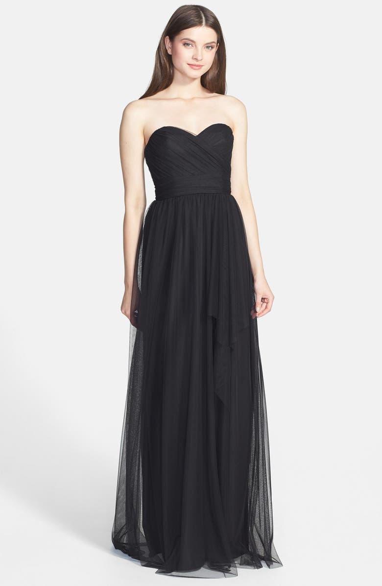 Amsale Draped Tulle Gown, Main, color, 