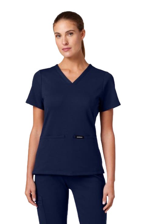 Cesi Women's 2-Pocket Slim Knit V-Neck Scrub Top