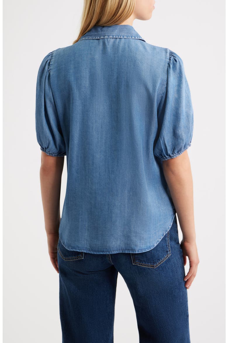 Lida Short Sleeve Denim Button-Up Shirt, Alternate, color, MEDIUM WASH