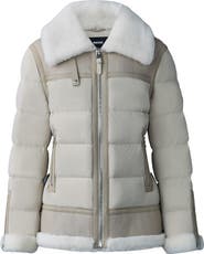 Mackage Vanna Mixed Media Genuine Shearling Down Puffer Coat