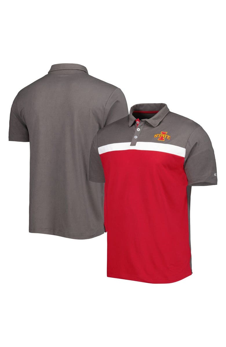COLOSSEUM Men's Colosseum Charcoal Iowa State Cyclones Two Yutes Polo, Main, color, Charcoal