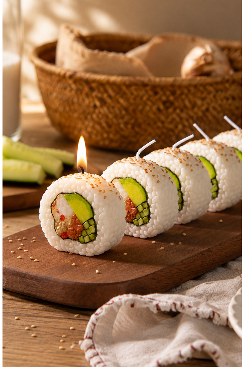 California Roll Sushi Candle, Alternate, color, White