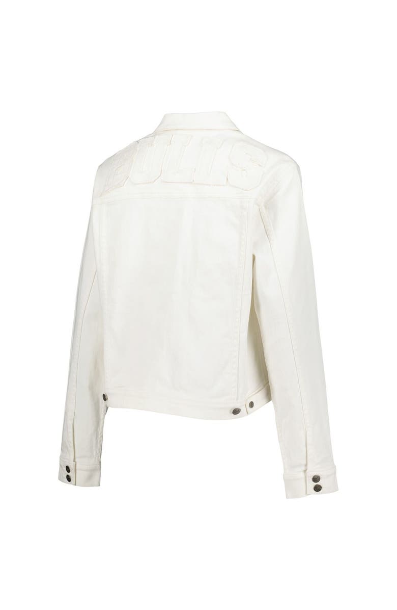 LUSSO Women's Lusso White Chicago Bulls Swarovski Crystal & Distressed Button-Up Denim Jacket, Alternate, color, White