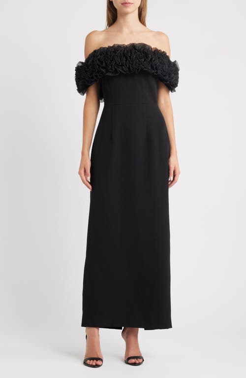 Sonya Moda Florence Off The Shoulder Sheath Gown In Black