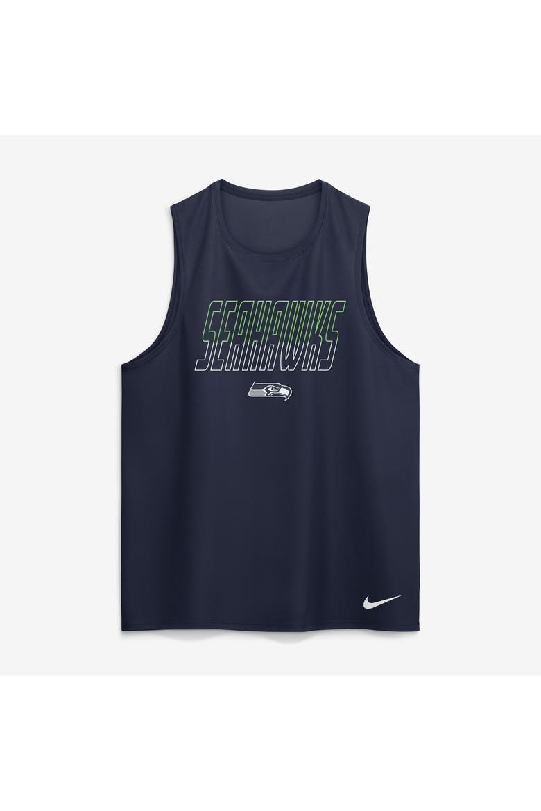 Men's Nike College Navy Seattle Seahawks Kickoff Miler Dri-FIT Tank​ Top, Alternate, color, College Navy