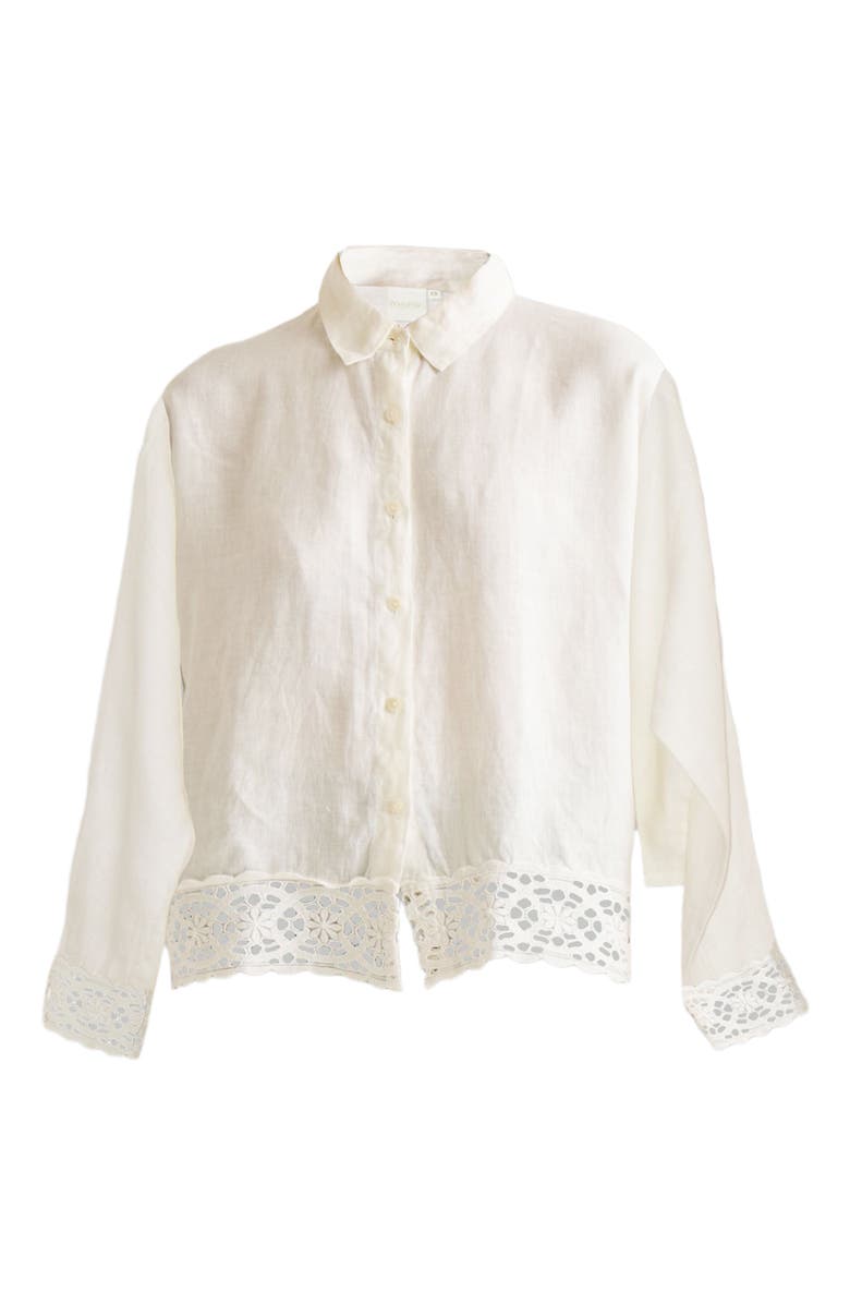 Reistor Women's Button-down with Lace Shirt Off-White X Small, Alternate, color, Off-White