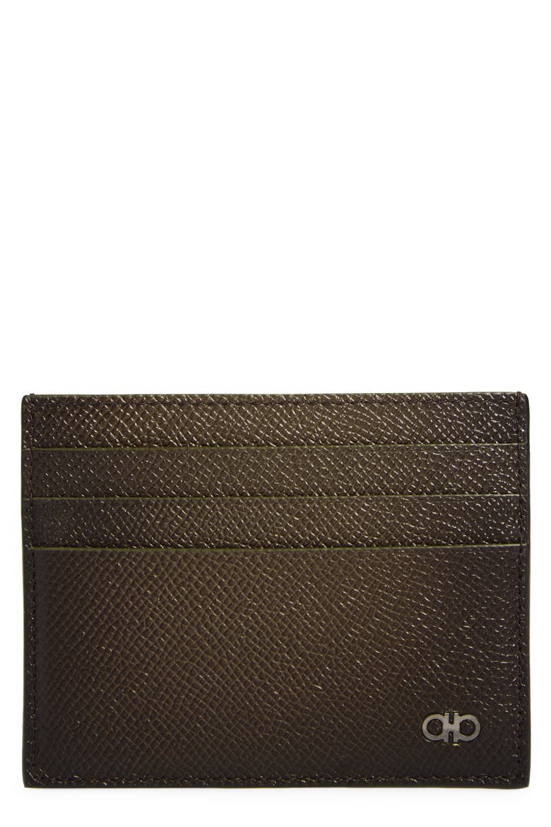 Micro Gancio Leather Card Case, Main, color, SPRUZZATURA NERO T MORO