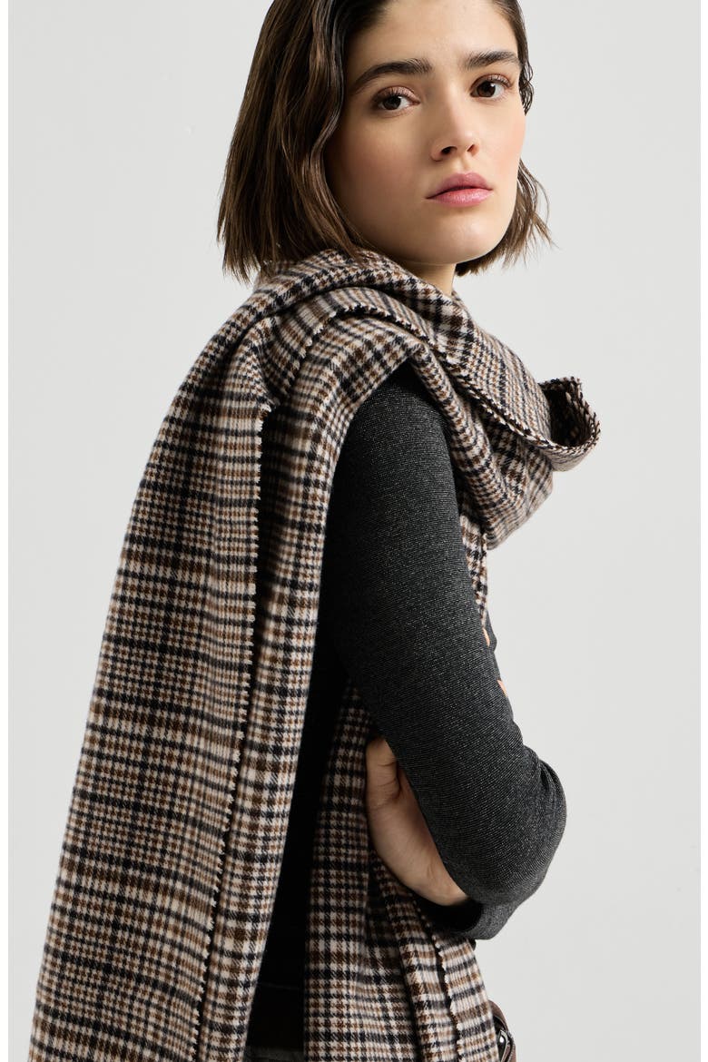Cashmere Prince of Wales scarf, Alternate, color, Brown