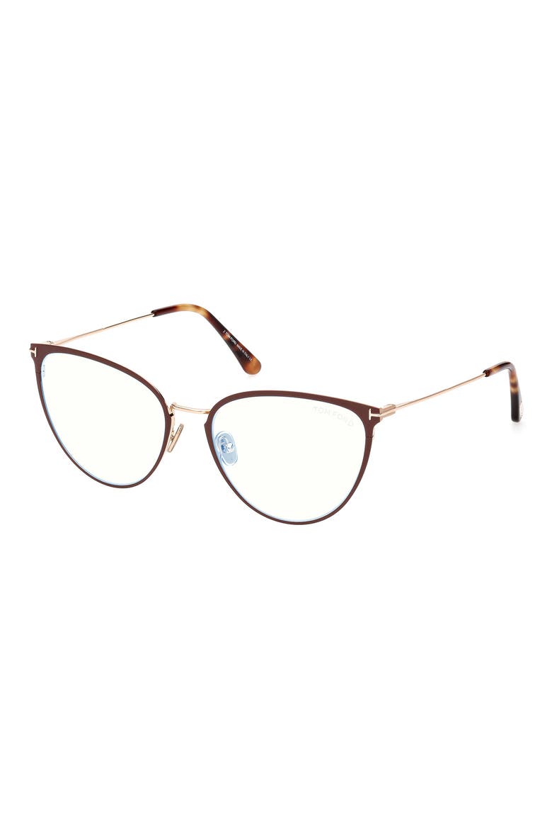 56mm Blue Light Blocking Glasses, Alternate, color, MATTE LIGHT BROWN