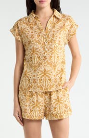 SUGARLIPS Calina Tropical Cory Button-Up Top