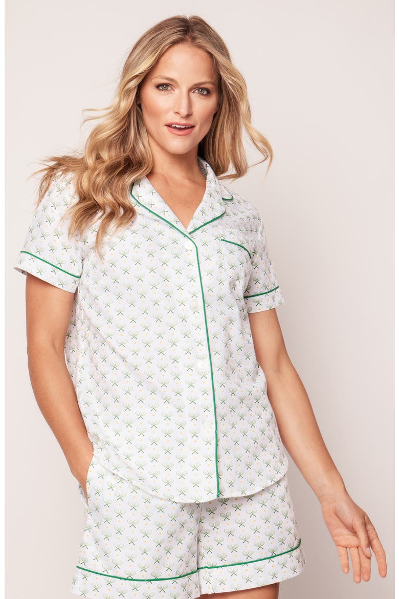 Match Point Short Cotton Pajamas, Alternate, color, GREEN