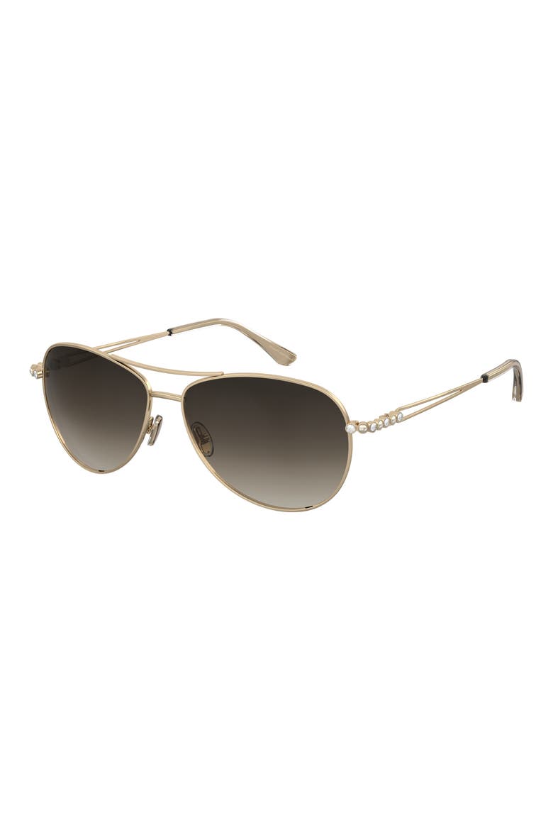 60mm Pilot Sunglasses, Alternate, color, GOLD/ BROWN SF