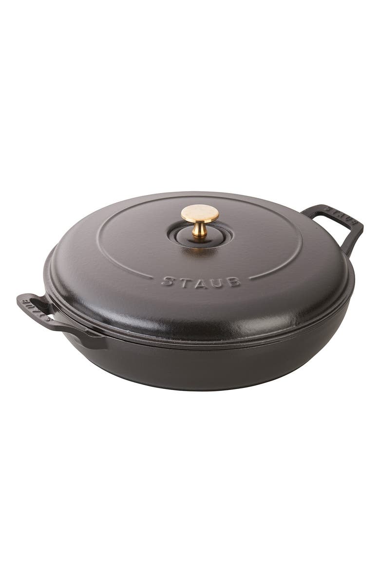 Staub 3.5-Quart Enameled Cast Iron Braiser, Main, color, Matte Black