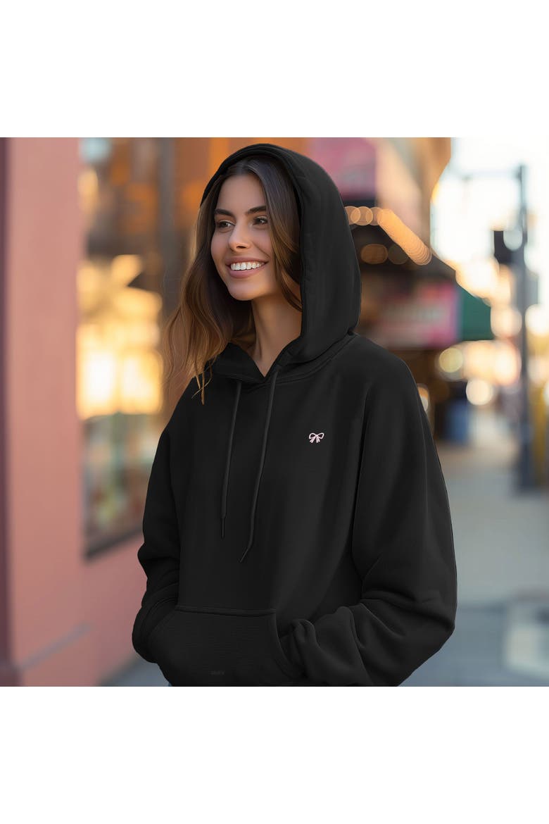 Bow All Day Midweight Hoodie, Alternate, color, Black
