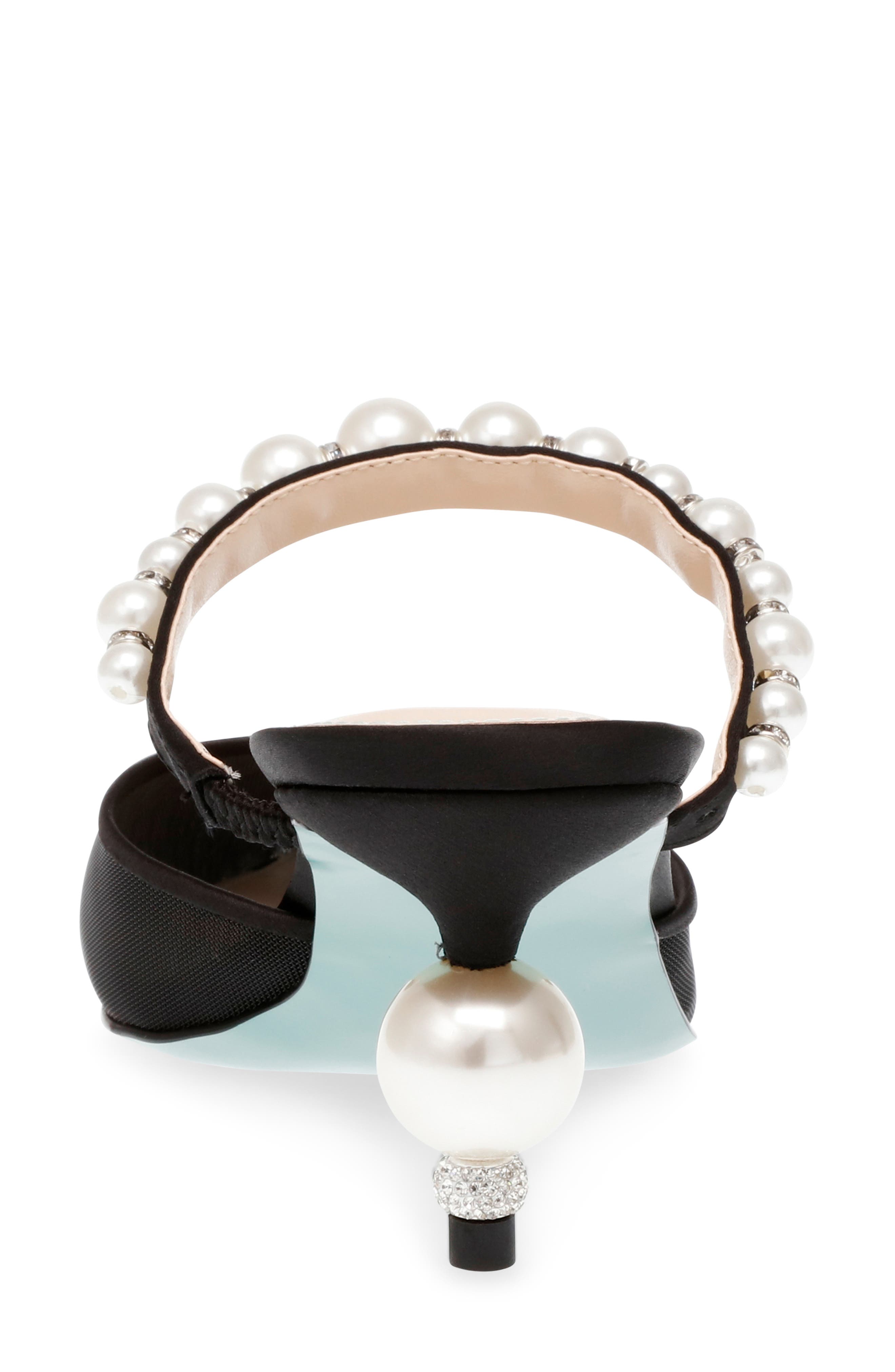 Betsey Johnson Evey Imitation Pearl Pointed Toe Mule, Alternate, color, 