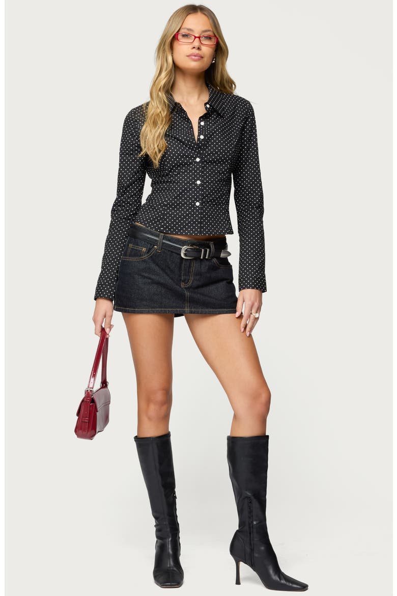 Ilia Polka Dot Button-Up Shirt, Alternate, color, BLACK-AND-WHITE