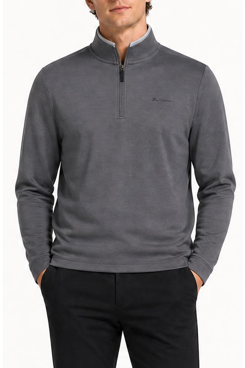 Textured Knit Quarter Zip Pullover, Main, color, DARK GREY
