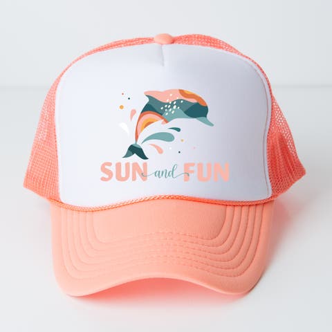 Boho Sun And Fun Dolphin Youth Graphic Foam Trucker Hat