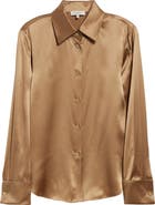 Lafayette 148 New York Silk Charmeuse Button-Up Shirt