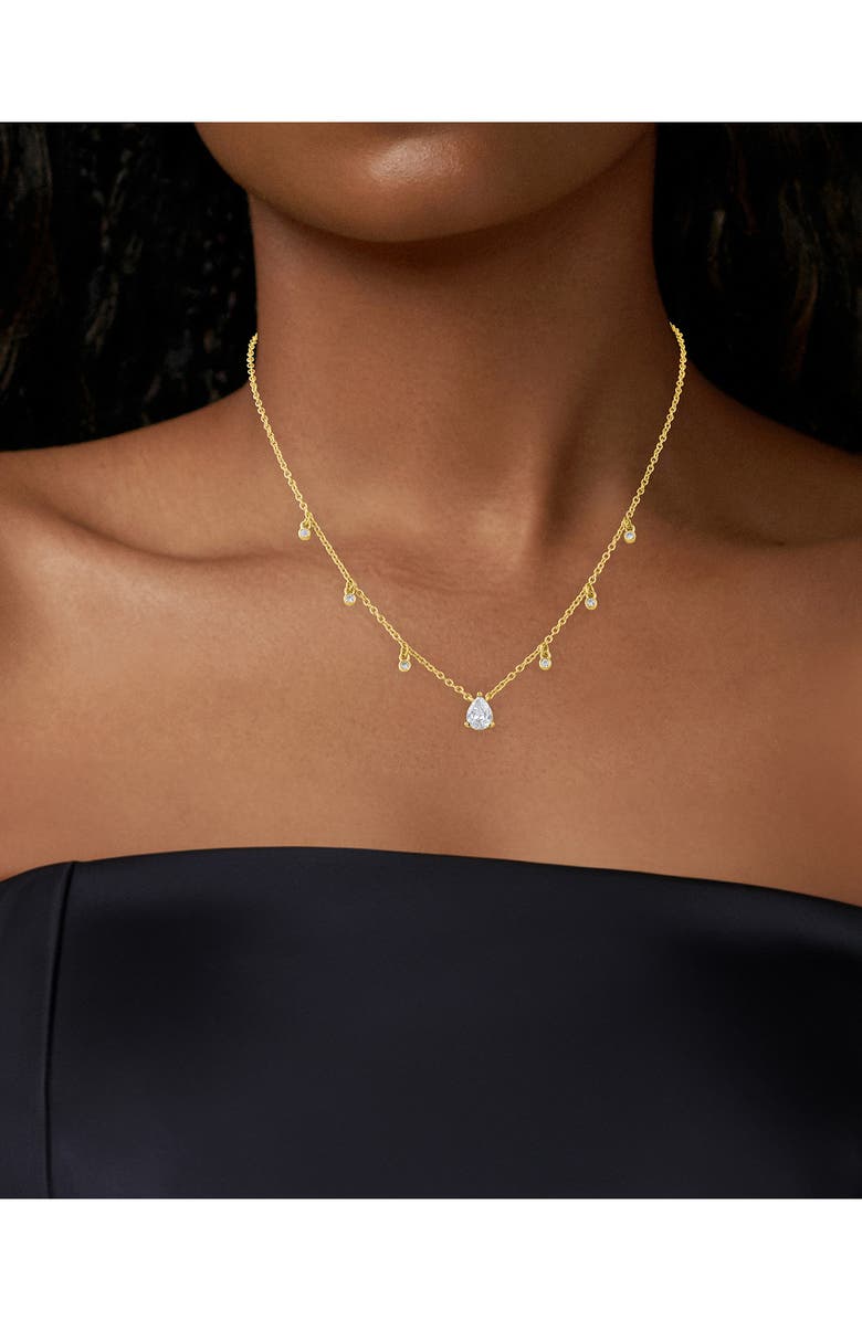 CZ by Kenneth Jay Lane Classic Cubic Zirconia Shaky Charm Necklace, Alternate, color, Clear Gold