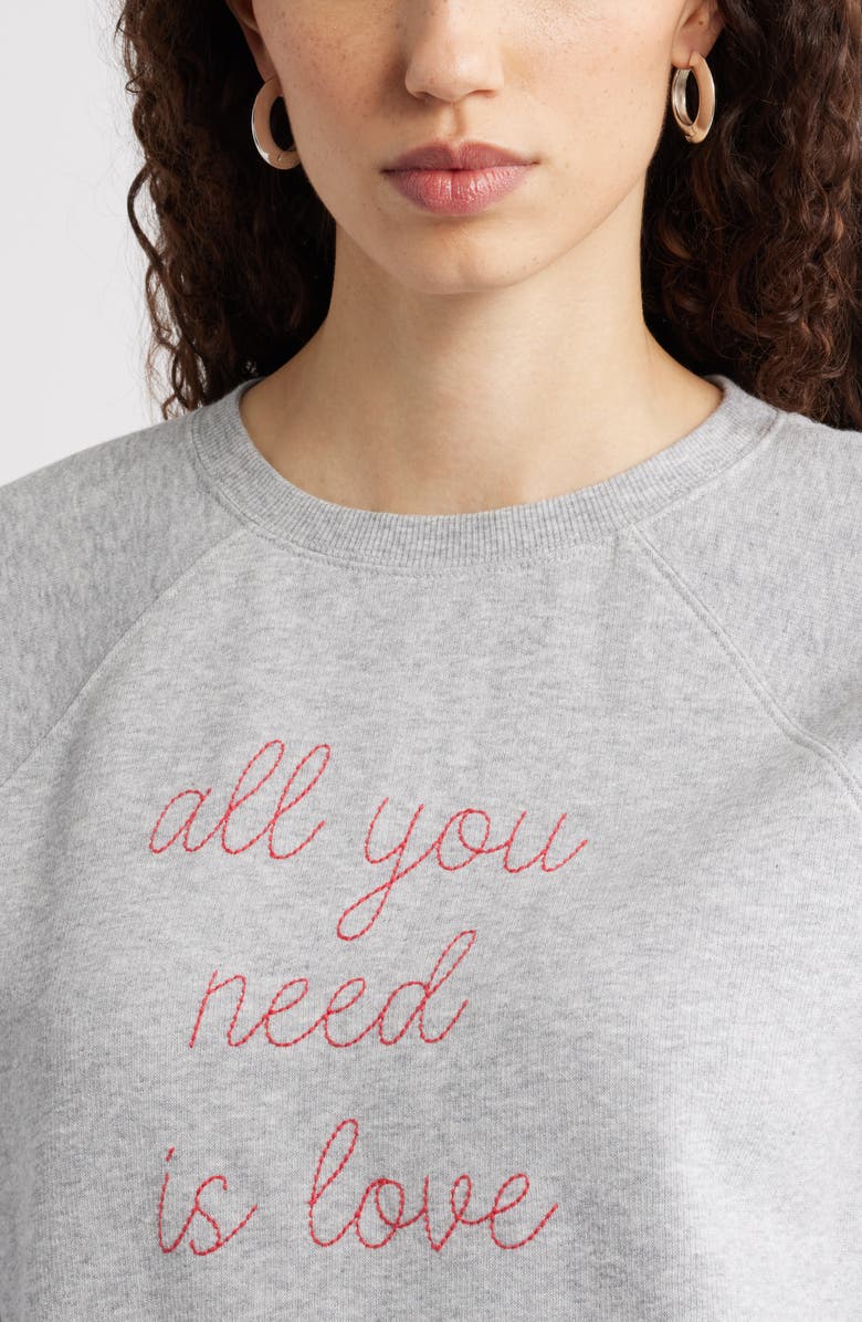 Caslon<sup>®</sup> All You Need is Love Embroidered Sweatshirt, Alternate, color, Grey Red All You Need Is Love