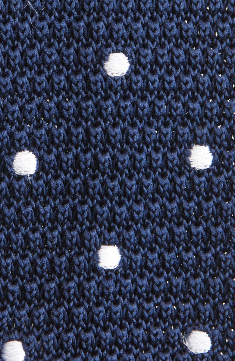 CLIFTON WILSON Blue Polka Dot Knit Silk Tie, Alternate, color, Blue