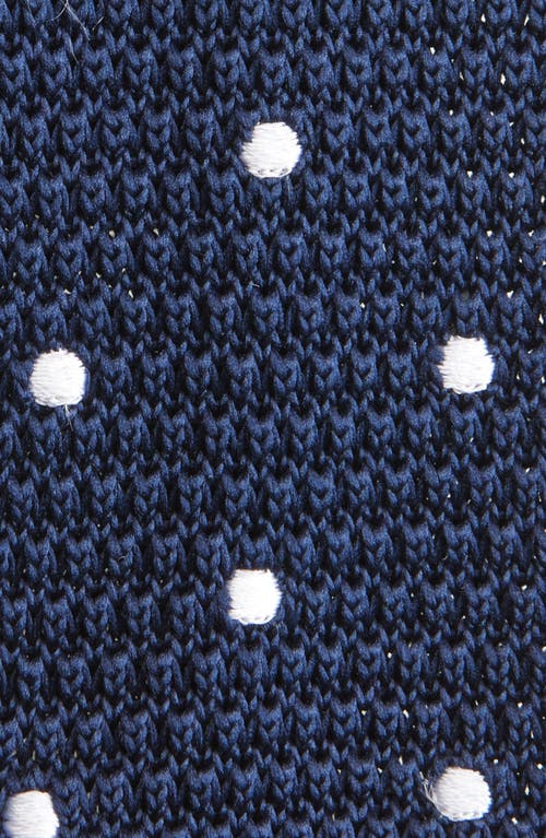 Clifton Wilson Blue Polka Dot Knit Silk Tie In Blue