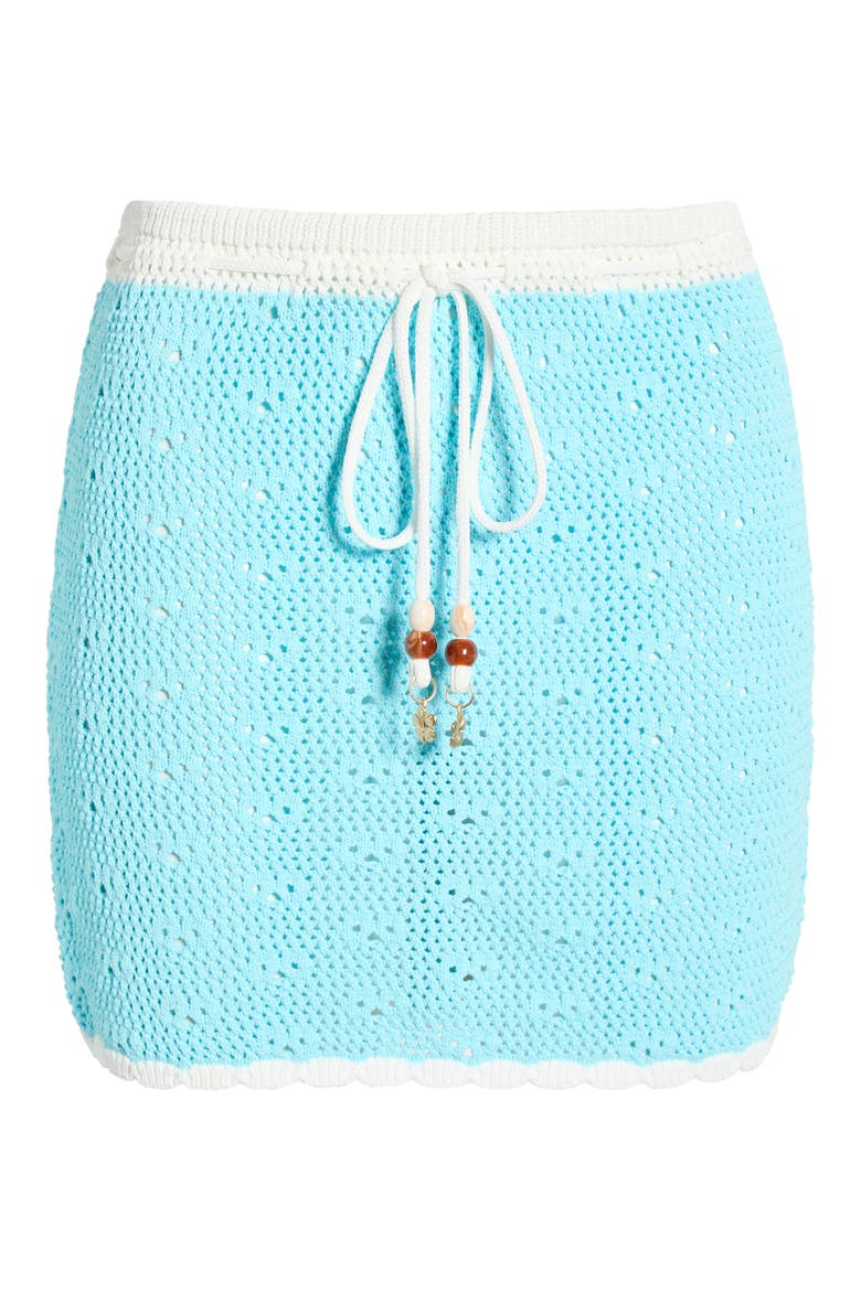 Drawstring Knit Miniskirt, Alternate, color, PRETTY BLUE