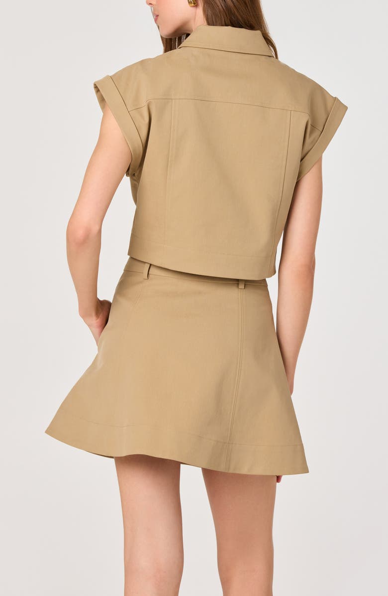 ASTR the Label Cairn Placket Button-Up Crop Top, Alternate, color, Khaki