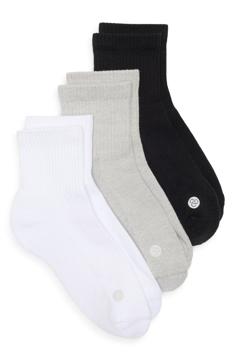 Zella Assorted 3-Pack Half Crew Socks, Main, color, White Multi