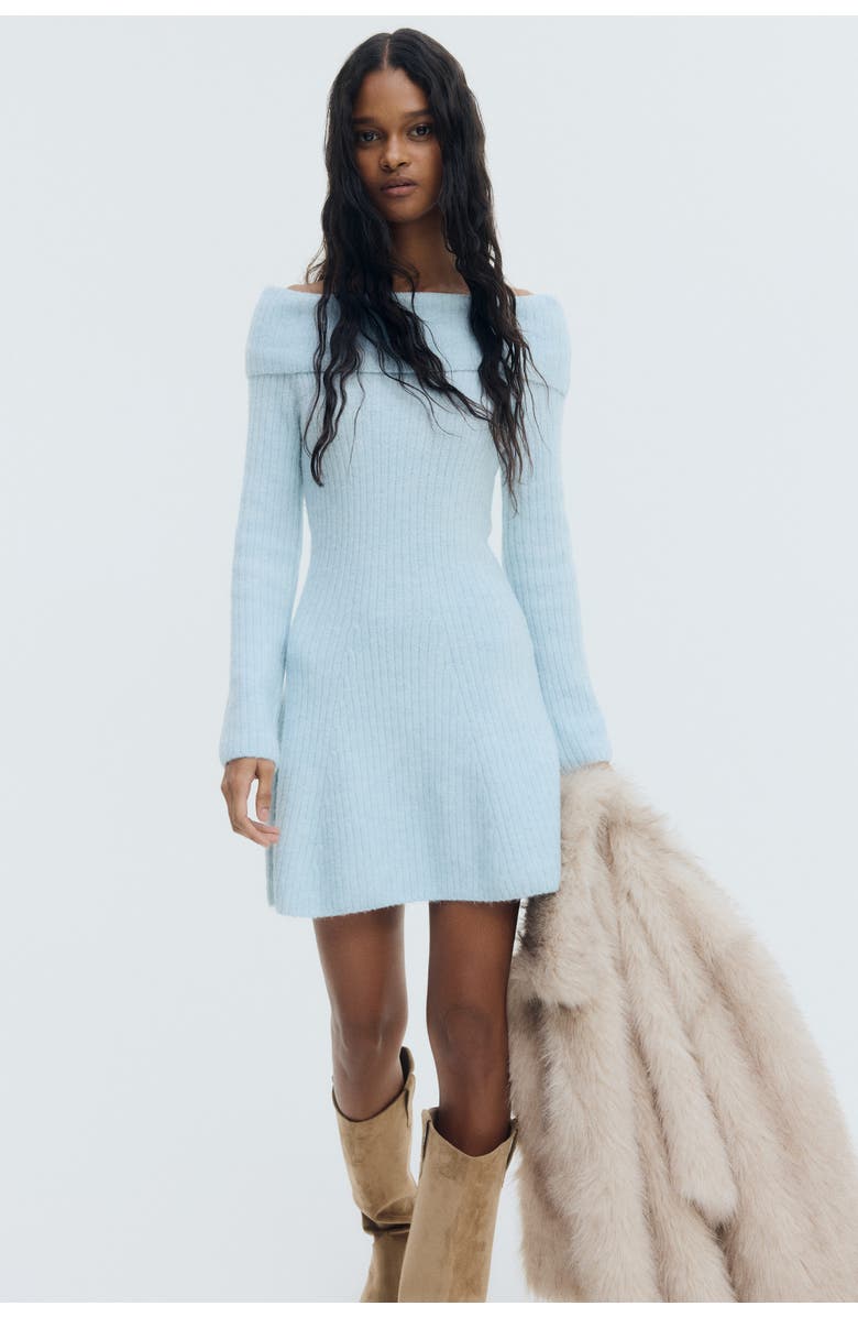 H&M Rib-knit Off-the-shoulder Dress, Alternate, color, 