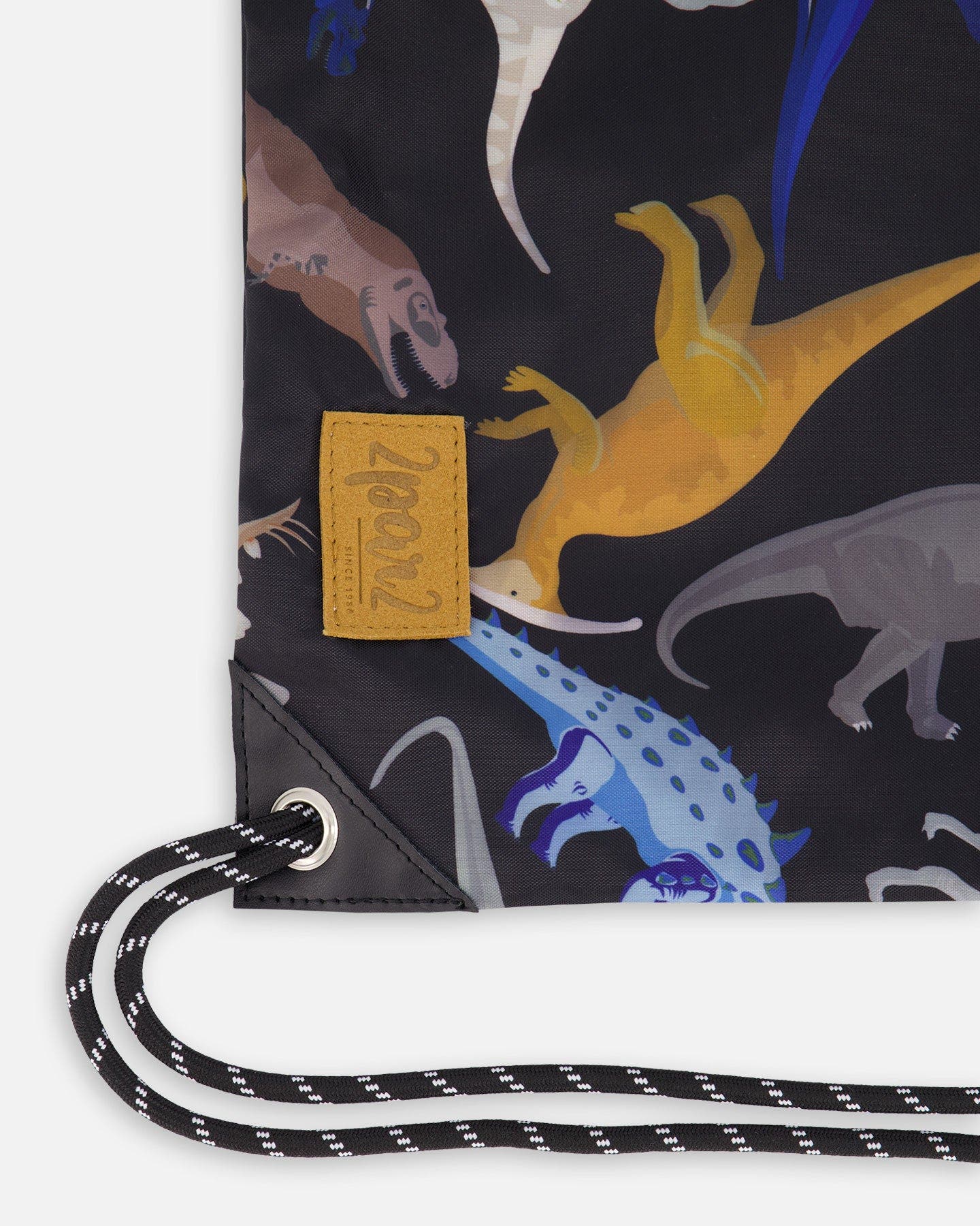 Deux par Deux Drawstring Bag Dinosaur, Alternate, color, Black