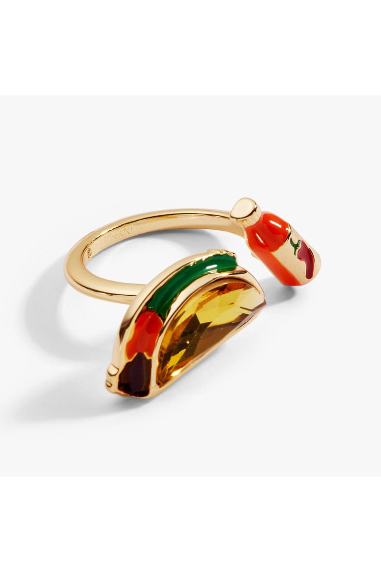 Taco Open Ring, Alternate, color, Gold